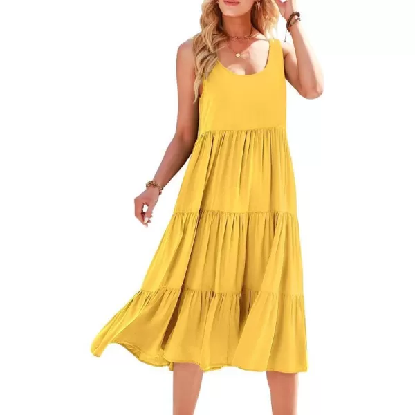 imageANRABESS Womens Summer Sleevelesss Scoop Neck Sundress Loose Casual Pleated Swing Flowy Beach Tank Midi Dress with PocketsYellow