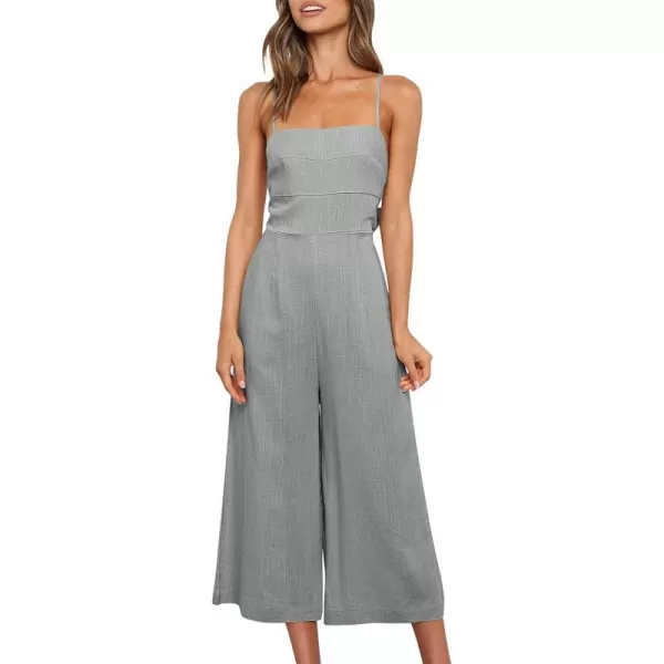 imageANRABESS Womens Summer Spaghetti Strap Tie Back Sleeveless Dressy High Waist Wide Leg Jumpsuit Rompers PocketsGrey