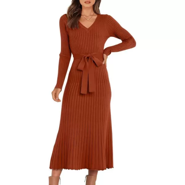 imageANRABESS Womens Sweater Dress 2023 Fall Long Sleeve V Neck Tie Waist Slim Fit Elegant Ribbed Knit Bodycon Midi DressANRABESS Womens Sweater Dress 2023 Fall Long Sleeve V Neck Tie Waist Slim Fit Elegant Ribbed Knit Bodycon Midi Dress