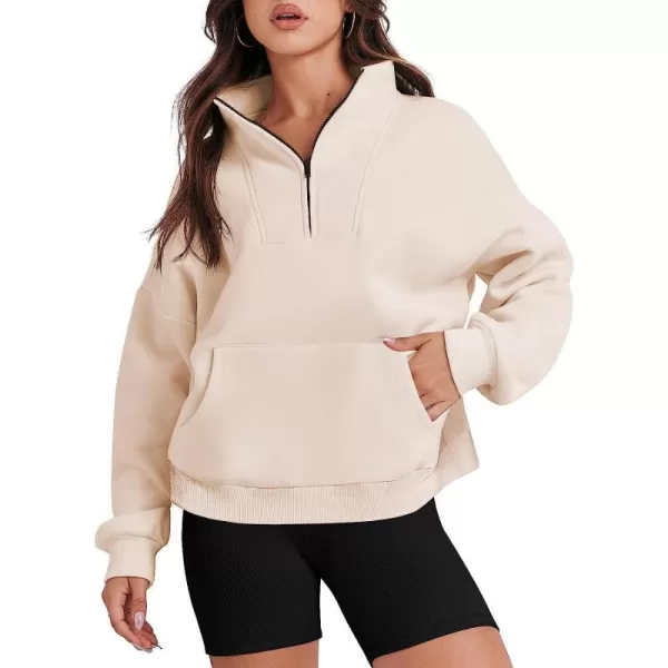 imageANRABESS Womens Sweatshirts Long Sleeve Oversized Fleece Half Zip Crop Hoodies Teen Girls Y2K Fall PulloverAlmond Apricot