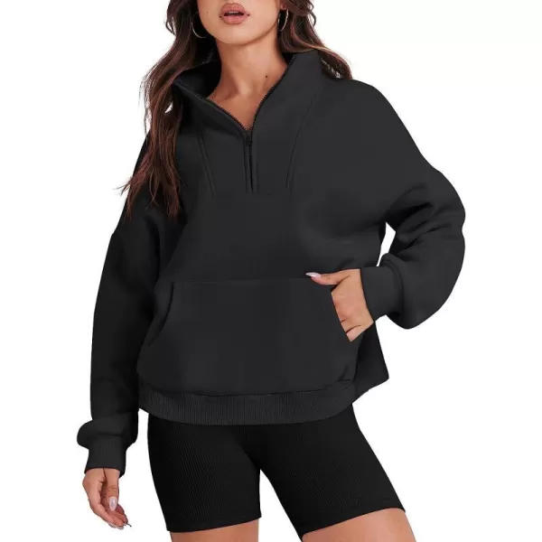 imageANRABESS Womens Sweatshirts Long Sleeve Oversized Fleece Half Zip Crop Hoodies Teen Girls Y2K Fall PulloverBlack