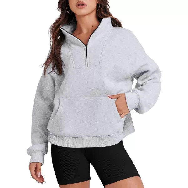 imageANRABESS Womens Sweatshirts Long Sleeve Oversized Fleece Half Zip Crop Hoodies Teen Girls Y2K Fall PulloverLight Gray
