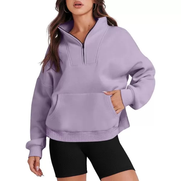 imageANRABESS Womens Sweatshirts Long Sleeve Oversized Fleece Half Zip Crop Hoodies Teen Girls Y2K Fall PulloverLight Purple
