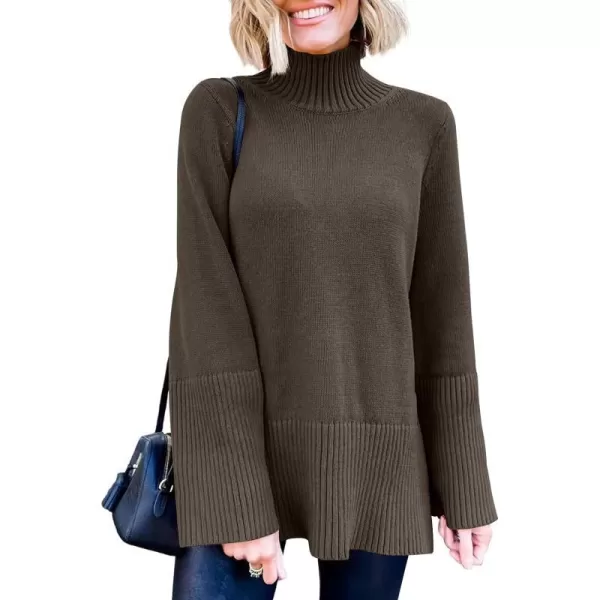 imageANRABESS Womens Trendy Sweaters Pullover Turtleneck Oversized Long Sleeve Split Hem Casual Knit Sweater TopsBrown