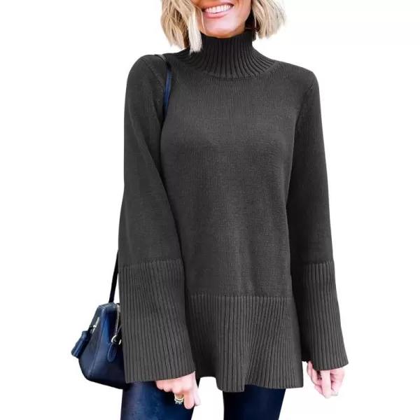 imageANRABESS Womens Trendy Sweaters Pullover Turtleneck Oversized Long Sleeve Split Hem Casual Knit Sweater TopsGray