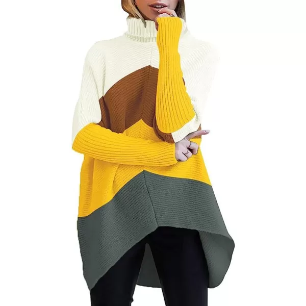 imageANRABESS Womens Turtleneck Long Batwing Sleeve Asymmetric Hem Casual Pullover Sweater Knit TopsZcolor Block 1