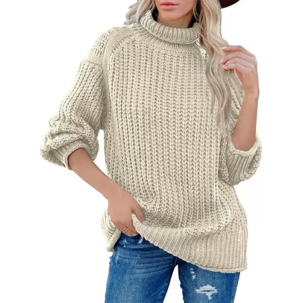 imageANRABESS Womens Turtleneck Oversized Sweaters Batwing Long Sleeve Pullover Loose Chunky Knit Tops1beige