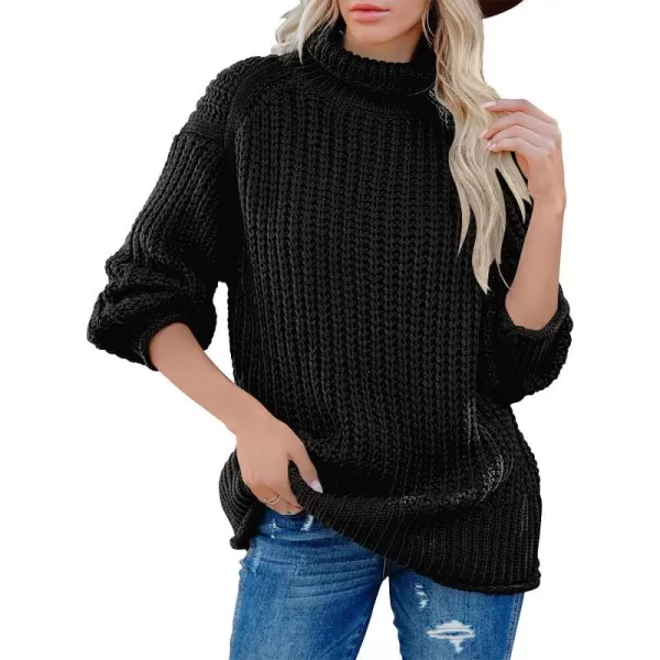 imageANRABESS Womens Turtleneck Oversized Sweaters Batwing Long Sleeve Pullover Loose Chunky Knit Tops1black