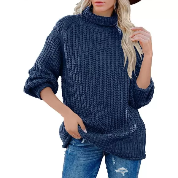 imageANRABESS Womens Turtleneck Oversized Sweaters Batwing Long Sleeve Pullover Loose Chunky Knit Tops1navy Blue
