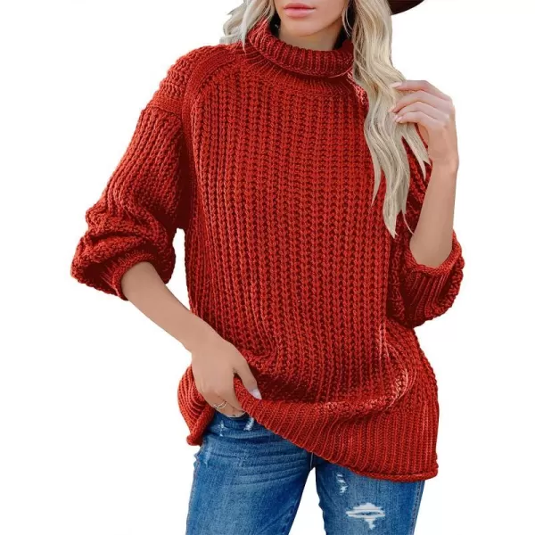 imageANRABESS Womens Turtleneck Oversized Sweaters Batwing Long Sleeve Pullover Loose Chunky Knit Tops1rust Oran