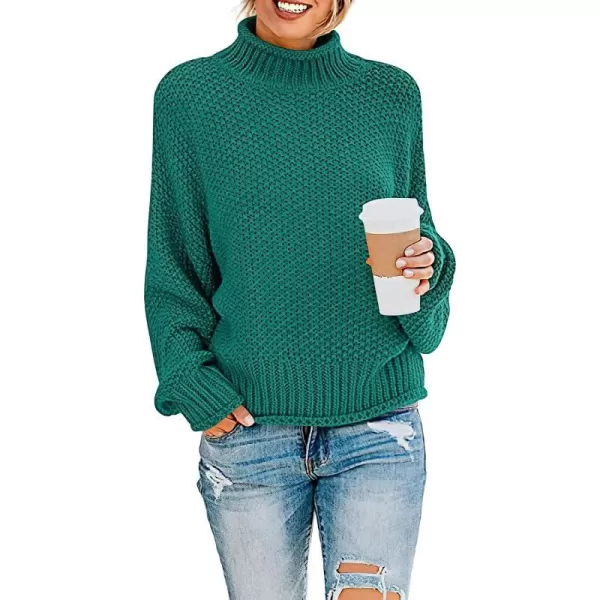 imageANRABESS Womens Turtleneck Oversized Sweaters Batwing Long Sleeve Pullover Loose Chunky Knit TopsBlue Green
