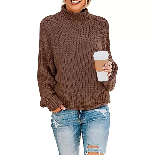imageANRABESS Womens Turtleneck Oversized Sweaters Batwing Long Sleeve Pullover Loose Chunky Knit TopsCoffee