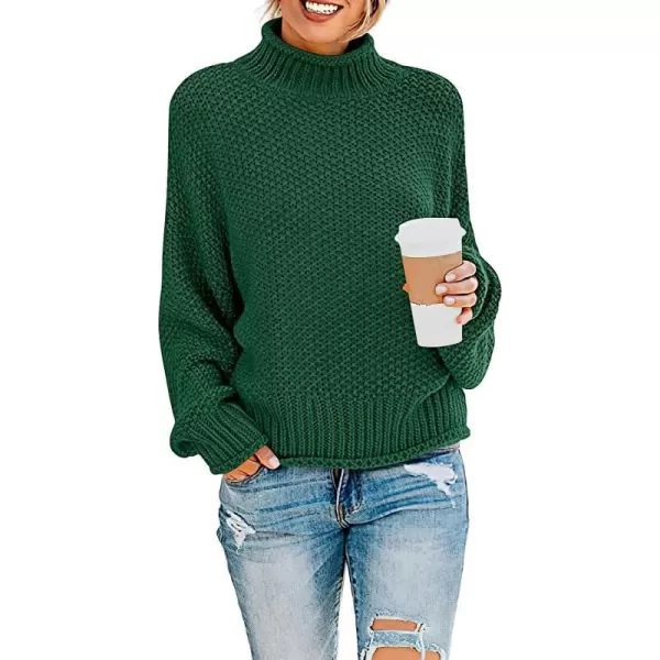 imageANRABESS Womens Turtleneck Oversized Sweaters Batwing Long Sleeve Pullover Loose Chunky Knit TopsGreen