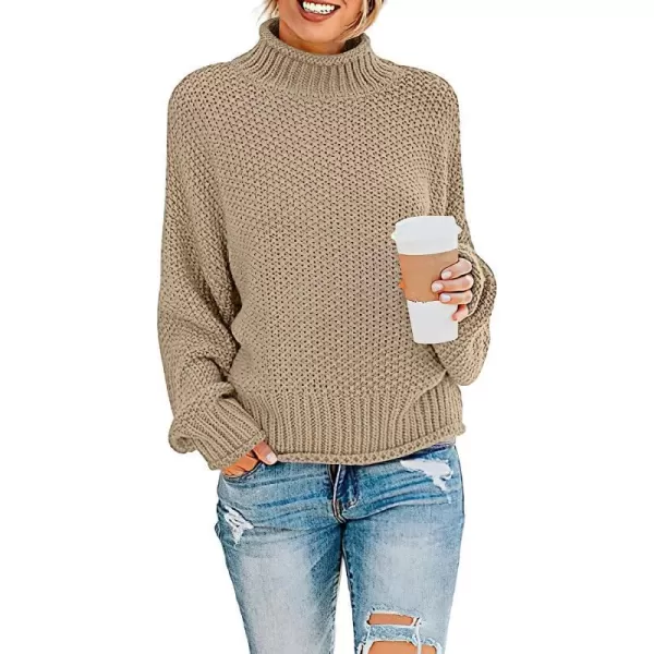 imageANRABESS Womens Turtleneck Oversized Sweaters Batwing Long Sleeve Pullover Loose Chunky Knit TopsKhaki