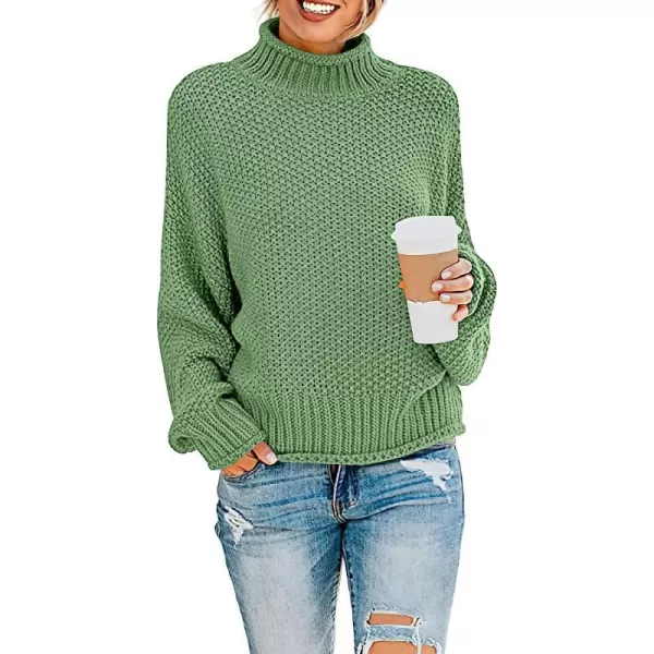 imageANRABESS Womens Turtleneck Oversized Sweaters Batwing Long Sleeve Pullover Loose Chunky Knit TopsLight Green