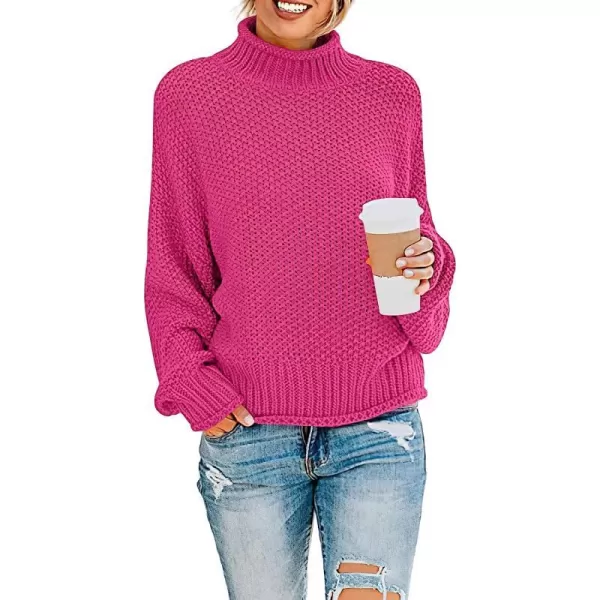 imageANRABESS Womens Turtleneck Oversized Sweaters Batwing Long Sleeve Pullover Loose Chunky Knit TopsRose