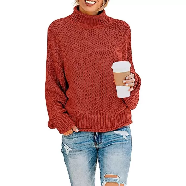 imageANRABESS Womens Turtleneck Oversized Sweaters Batwing Long Sleeve Pullover Loose Chunky Knit TopsRust