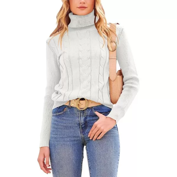 imageANRABESS Womens Turtleneck Sweaters Long Sleeve Cable Knit Pullover Sweaters TopBeige