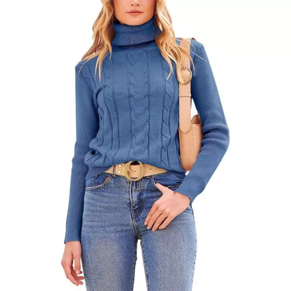 imageANRABESS Womens Turtleneck Sweaters Long Sleeve Cable Knit Pullover Sweaters TopBlue