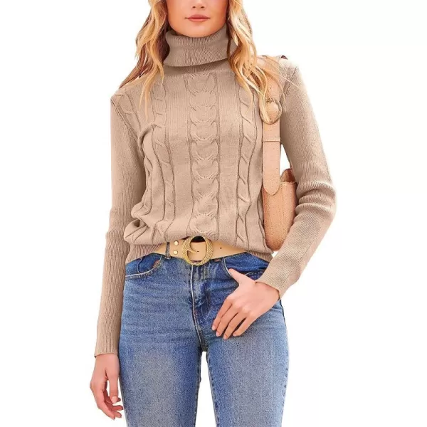 imageANRABESS Womens Turtleneck Sweaters Long Sleeve Cable Knit Pullover Sweaters TopGrey