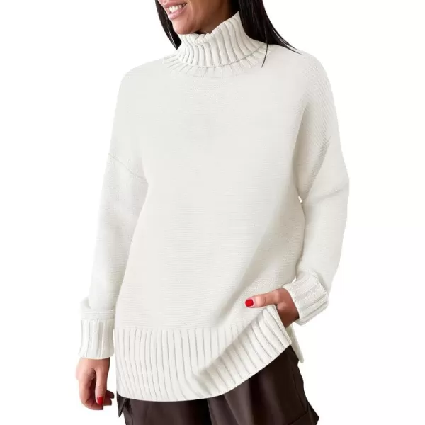 imageANRABESS Womens Turtleneck Sweaters Oversized Long Sleeve Split Hem Chunky Knit Casual Pullover Sweater Tops JumperWhite
