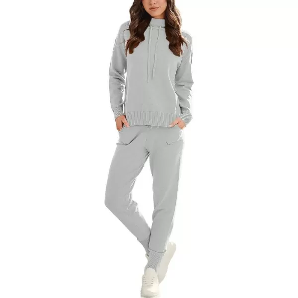 imageANRABESS Womens Two Piece Outfits Long Sleeve Turtleneck Pullover Top amp Drawstring Pants Sweatsuit Lounge SetSilver