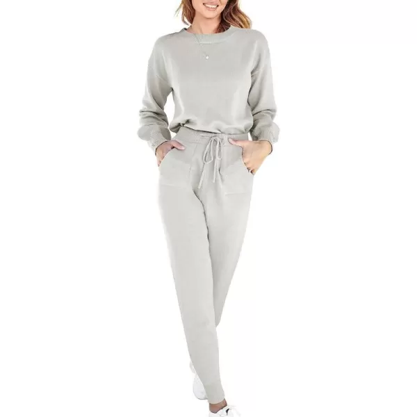 imageANRABESS Womens Two Piece Outfits Sweater Sets Long Sleeve Pullover and Drawstring Pants Lounge Sets04silver Grey