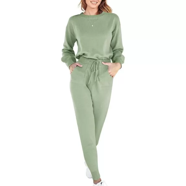 imageANRABESS Womens Two Piece Outfits Sweater Sets Long Sleeve Pullover and Drawstring Pants Lounge Sets05mint