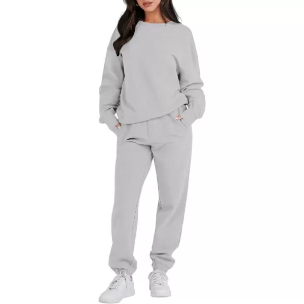 imageANRABESS Womens Two Piece Outfits Sweatsuit Lounge Matching Sets Sweatshirt Jogger Pants Sweat Set TracksuitLight Grey