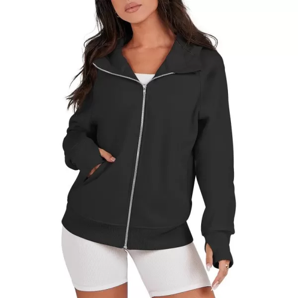 imageANRABESS Womens Zip Up Hoodies Teen Girls Sweatshirt Cute Fall Casual Jacket Y2K Clothing with PocketsBlack