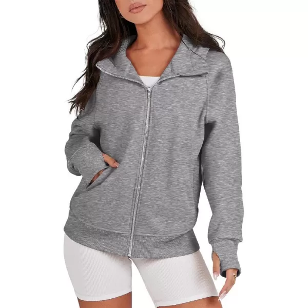 imageANRABESS Womens Zip Up Hoodies Teen Girls Sweatshirt Cute Fall Casual Jacket Y2K Clothing with PocketsDeep Gray