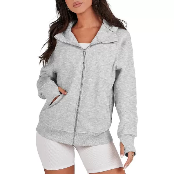 imageANRABESS Womens Zip Up Hoodies Teen Girls Sweatshirt Cute Fall Casual Jacket Y2K Clothing with PocketsGrey