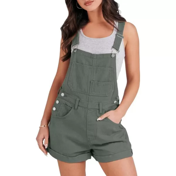 imageANRABESS Womenss Denim Shortalls Loose Fit Sleeveless Adjustable Straps Shorts Bib Overalls Jean ShortsArmy Green