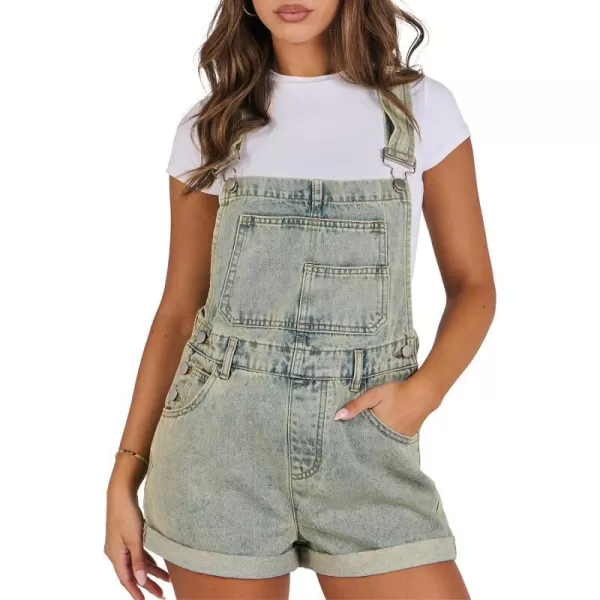 imageANRABESS Womenss Denim Shortalls Loose Fit Sleeveless Adjustable Straps Shorts Bib Overalls Jean ShortsWashed Yellow Blue