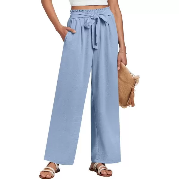 imageANRABESSnbspWomennbspWidenbspLegnbspPalazzo PantsnbspHighnbspWaistnbspTienbspKnotnbspLightweightnbspDressynbspBohonbspLoungenbspPantsnbspTrousersBlue