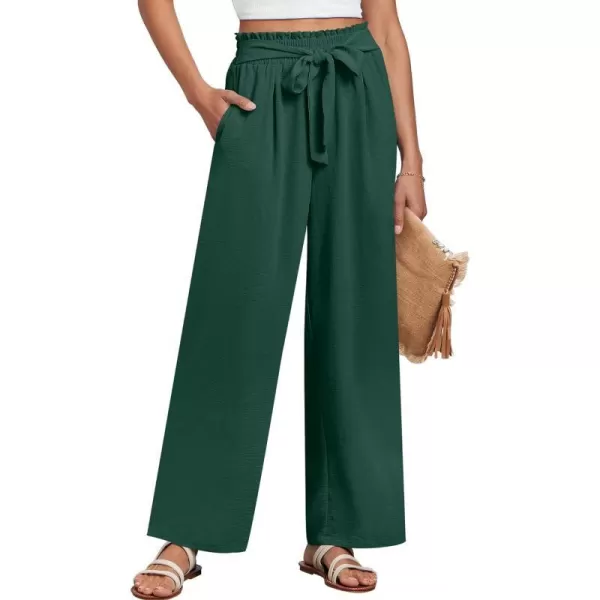 imageANRABESSnbspWomennbspWidenbspLegnbspPalazzo PantsnbspHighnbspWaistnbspTienbspKnotnbspLightweightnbspDressynbspBohonbspLoungenbspPantsnbspTrousersDeep Green