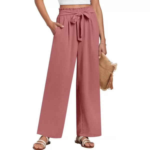imageANRABESSnbspWomennbspWidenbspLegnbspPalazzo PantsnbspHighnbspWaistnbspTienbspKnotnbspLightweightnbspDressynbspBohonbspLoungenbspPantsnbspTrousersPink