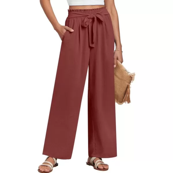 imageANRABESSnbspWomennbspWidenbspLegnbspPalazzo PantsnbspHighnbspWaistnbspTienbspKnotnbspLightweightnbspDressynbspBohonbspLoungenbspPantsnbspTrousersRed