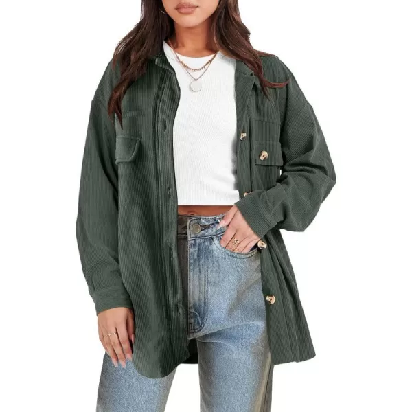 imageANRABESSnbspWomens Corduroy Shacket Oversized Long Sleeve Button Down Shirts 2023 Trendy Cardigan Jacket CoatsArmy Green