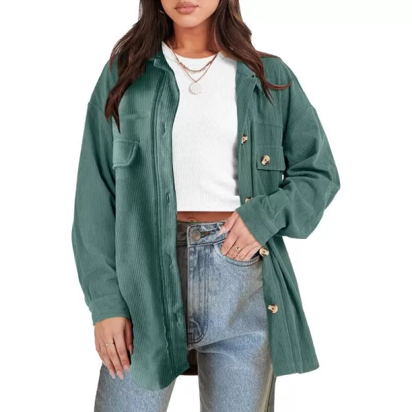 imageANRABESSnbspWomens Corduroy Shacket Oversized Long Sleeve Button Down Shirts 2023 Trendy Cardigan Jacket CoatsLake