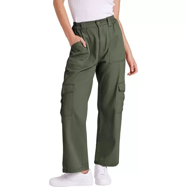 imageANRABESSnbspWomensnbspCargonbspPantsnbspHighnbspWaistednbspBaggynbspMultiplenbspPocketsnbspCasualnbspTrendynbspFashionnbspRelaxednbspFitnbspY2K TrousersArmy Green