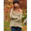imageANRABESS Womens Oversized Casual Loose Slouchy Scoop V Neck Batwing Long Sleeve Knit 2025 Fall Pullover SweatersBrown