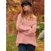 imageANRABESS Womens Oversized Casual Loose Slouchy Scoop V Neck Batwing Long Sleeve Knit 2025 Fall Pullover SweatersPink