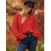 imageANRABESS Womens Oversized Casual Loose Slouchy Scoop V Neck Batwing Long Sleeve Knit 2025 Fall Pullover SweatersRed