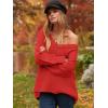 imageANRABESS Womens Oversized Casual Loose Slouchy Scoop V Neck Batwing Long Sleeve Knit 2025 Fall Pullover SweatersRed