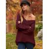 imageANRABESS Womens Oversized Casual Loose Slouchy Scoop V Neck Batwing Long Sleeve Knit 2025 Fall Pullover SweatersWine Red