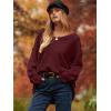 imageANRABESS Womens Oversized Casual Loose Slouchy Scoop V Neck Batwing Long Sleeve Knit 2025 Fall Pullover SweatersWine Red
