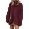 imageANRABESS Womens Oversized Casual Loose Slouchy Scoop V Neck Batwing Long Sleeve Knit 2025 Fall Pullover SweatersWine Red