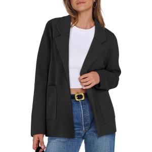imageANRABESS Women Blazer Cardigan Sweater Chunky Open Front Lady Jacket Coat Fall Outwear Coatigan 2025 Trendy OutfitsBlack