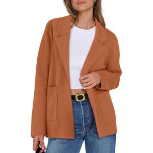 imageANRABESS Women Blazer Cardigan Sweater Chunky Open Front Lady Jacket Coat Fall Outwear Coatigan 2025 Trendy OutfitsCaramel